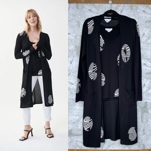 Joseph Ribkoff S/P 2pc Black Zebra Print  Top & Duster Cardigan Set